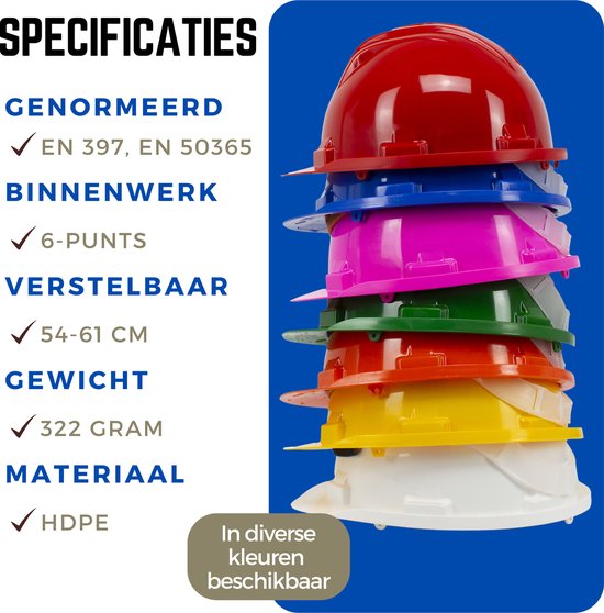 Climax bouwhelm - veiligheidshelm volwassenen - verstelbaar binnenwerk - Wit
