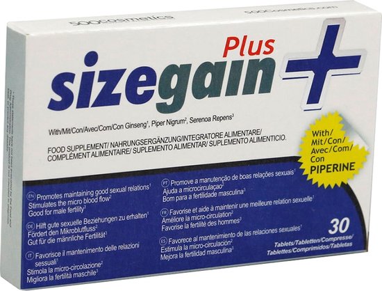 500Cosmetics Sizegain Plus pillen - BioPerine - 30 stuks - Bruin