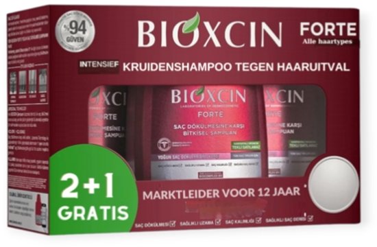 Bioxcin Forte anti-haaruitval shampoo - kruidenformule - set van 3 - 300 ml