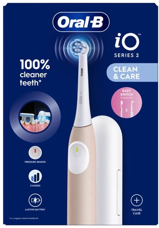 Oral-B iO 2 electric toothbrush - with travel case - Calm Pink