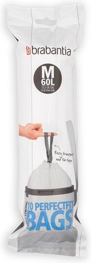 Brabantia PerfectFit afvalzak - trekbandsluiting - code M 60 liter - set van 10