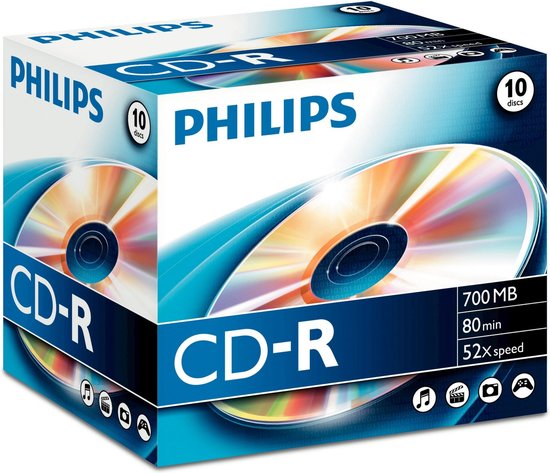 Philips CD-R - 80 min 700 MB 52x - jewelcase - 10 stuks