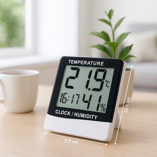 Grundig weerstation - digitaal binnen en buiten - thermometer/hygrometer - klok en alarm - LCD - 9,5×10,5×2 cm - Wit/Zwart