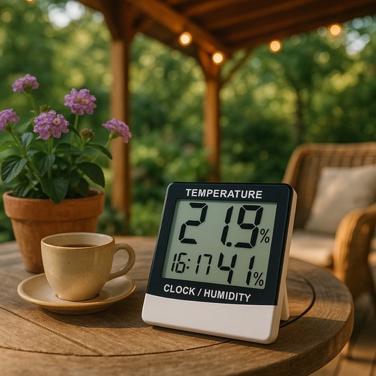 Grundig weerstation - digitaal binnen en buiten - thermometer/hygrometer - klok en alarm - LCD - 9,5×10,5×2 cm - Wit/Zwart