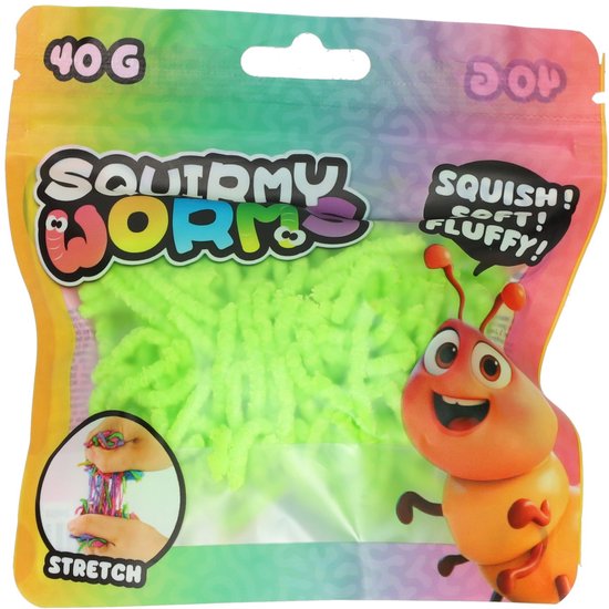 Johntoy Squirmy Worms zachte fluffy wormen - 40 gr
