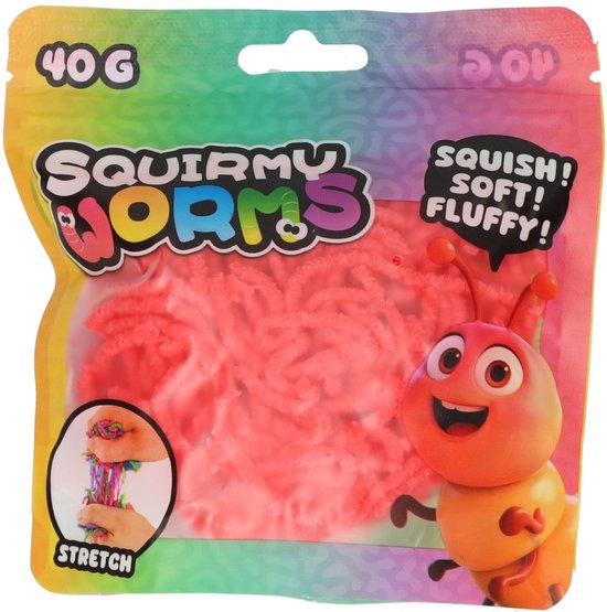 Johntoy Squirmy Worms zachte fluffy wormen - 40 gr