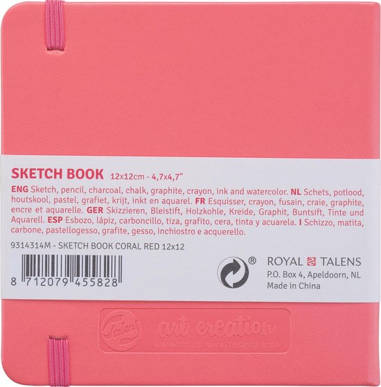 Schetsboek - 140 g papier - 12×12 cm - Coral red