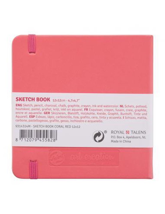 Schetsboek - 140 g papier - 12×12 cm - Coral red