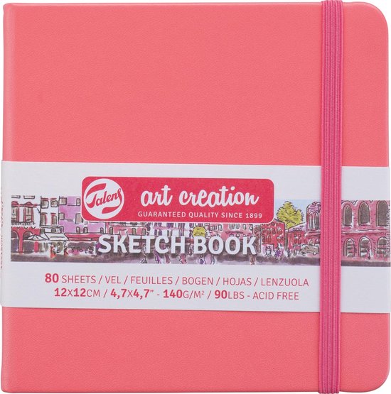 Schetsboek - 140 g papier - 12×12 cm - Coral red