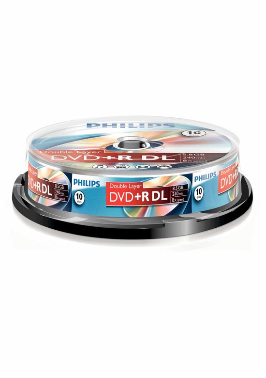 Philips DVD+R double layer - cakebox 10 stuks - 8,5 gb