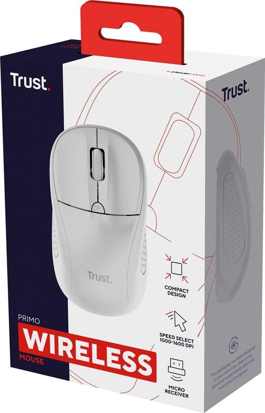 Trust Primo muis - draadloos compact - Wit