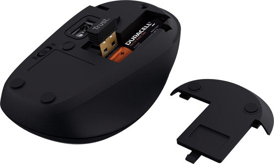 Trust Yvi+ draadloze muis - multi-device - stille knoppen - compact - Zwart
