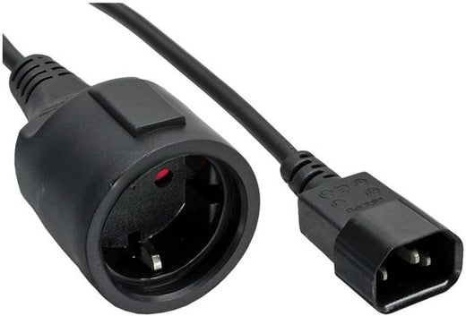 C14 - CEE 7/3 stroomkabel - UPS/PDU 3x 0,75 mm 0,15 meter - Zwart