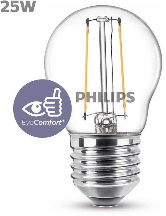 Philips LED lamp - kogellamp E27 25W 2700K - helder glas