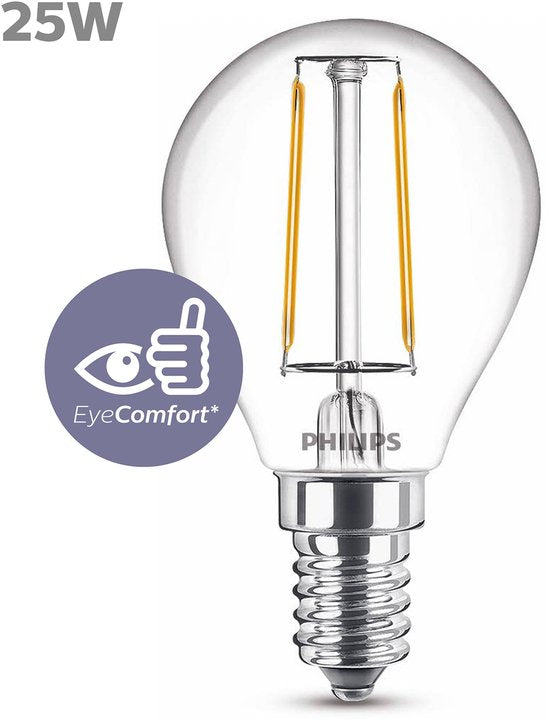 Philips LED kogellamp - E14 - 25 W - warmwit licht - Transparant