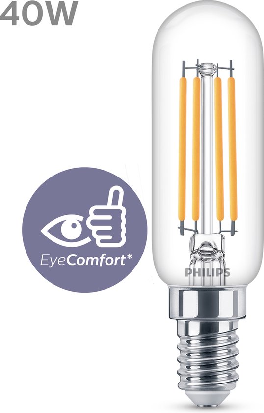 Philips LED bulb - T25 cooker hood bulb with E14 fitting - warm white 2700K - 40W - clear glass