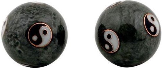Meridiaankogels set van 2 - Yin Yang Tai Chi - 3,5 cm - maat S - Grijs