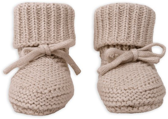 Lodger baby booties - knitted - 0-6 months - cotton - Cream