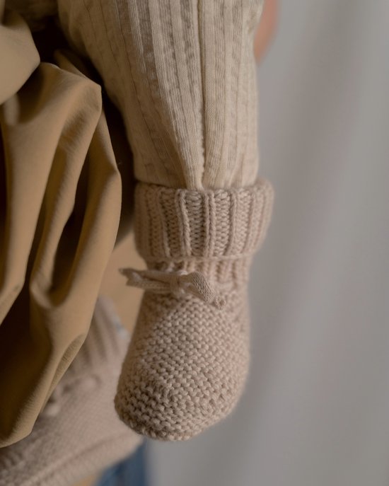Lodger baby booties - knitted - 0-6 months - cotton - Cream