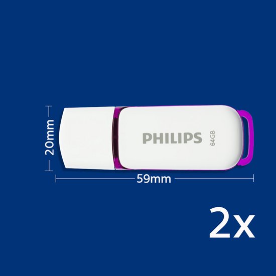 Philips USB stick set van 2 - Snow Edition 64 GB USB 2.0 - Magic Purple