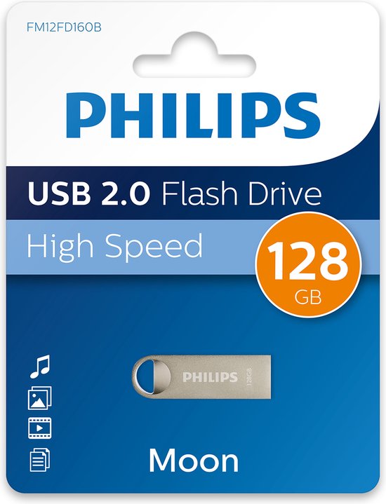 Philips Moon Edition USB stick - 128 GB USB 2.0 - aluminium sleutelring