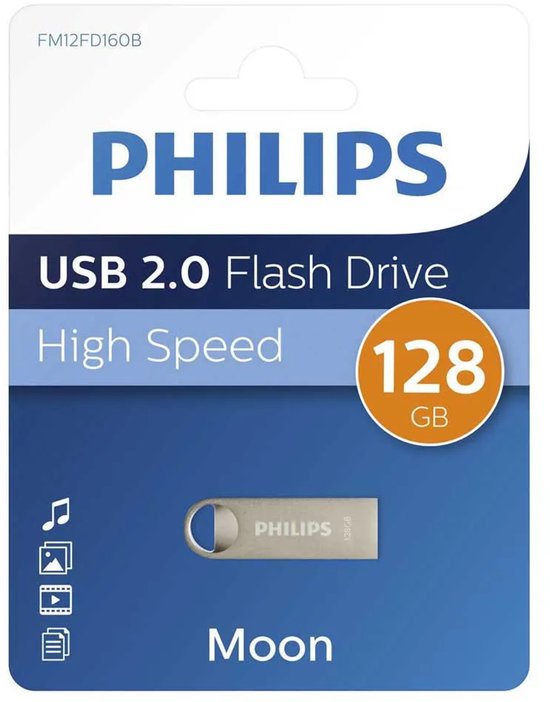 Philips Moon Edition USB stick - 128 GB USB 2.0 - aluminium sleutelring
