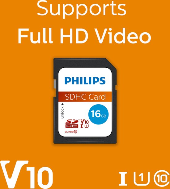 Philips FM16SD45B SDHC kaart - 16 GB - class 10 - UHS-I U1