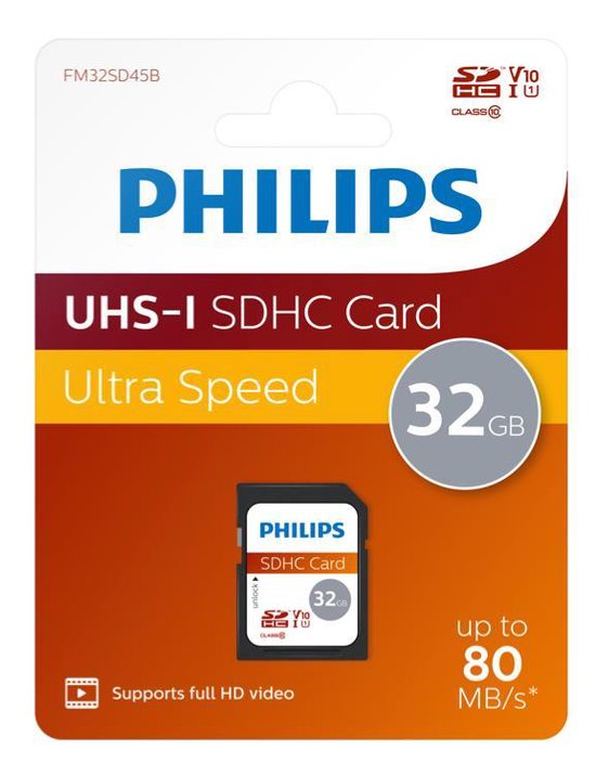 Philips FM32SD45B SDHC kaart - 32 GB - Class 10 - UHS-I U1
