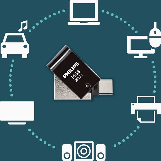 Philips USB-stick - 2-in-1 USB 3.1/USB-C - 16 GB - FM16DC152B