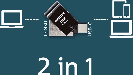 Philips USB-stick - 2-in-1 USB 3.1/USB-C - 16 GB - FM16DC152B