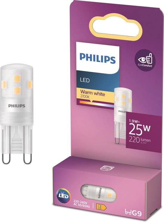 Philips LED capsule bulb - G9 - 25 W - warm white - Transparent