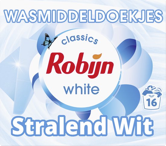 Robijn Classics wasmiddeldoekjes - Stralend Wit - 16 wasstrips
