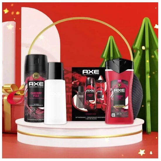 Axe Fine Fragrance geschenkset - Cherry Fizz - aftershave / douchegel / deospray in toilettas