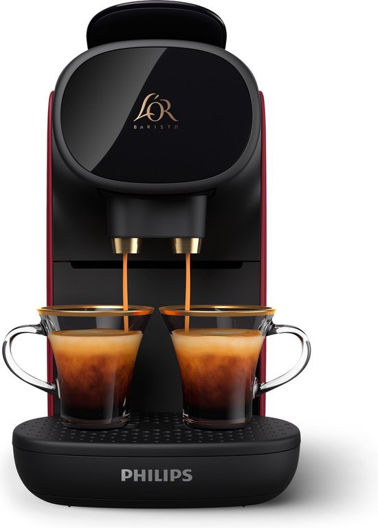 Philips L'OR Barista Sublime koffiecupmachine LM9012/50 - inclusief 9 espresso en barista capsules - Zwart en rood