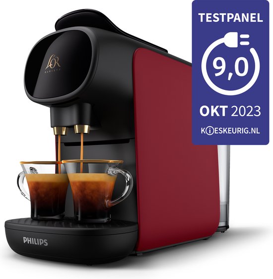 Philips L'OR Barista Sublime koffiecupmachine LM9012/50 - inclusief 9 espresso en barista capsules - Zwart en rood