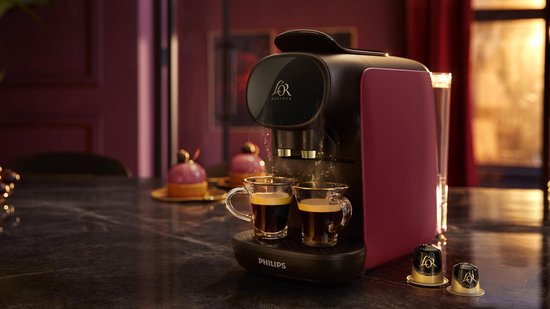 Philips L'OR Barista Sublime koffiecupmachine LM9012/50 - inclusief 9 espresso en barista capsules - Zwart en rood