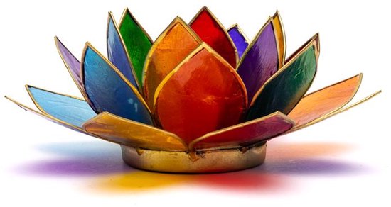 Lotus sfeerlicht - 7 chakra's goudrand - 13,5×5,5 cm