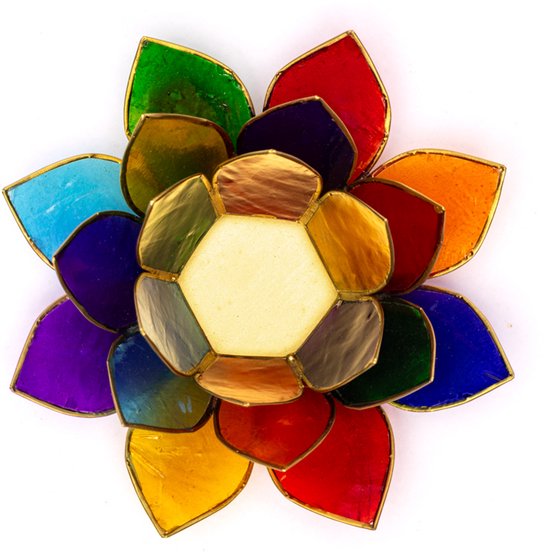 Lotus sfeerlicht - 7 chakra's goudrand - 13,5×5,5 cm