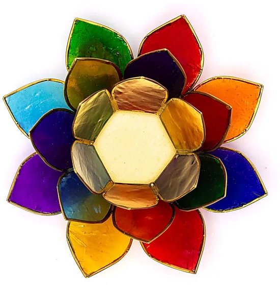 Lotus sfeerlicht - 7 chakra's goudrand - 13,5×5,5 cm