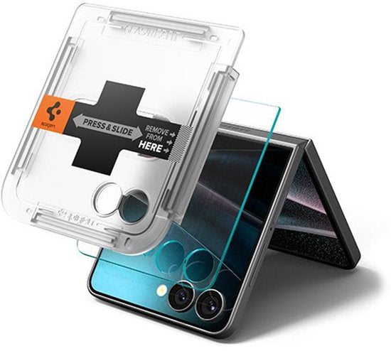 Spigen EZ Fit screenprotector - Samsung Galaxy Z Flip 7 - gehard glas met applicator