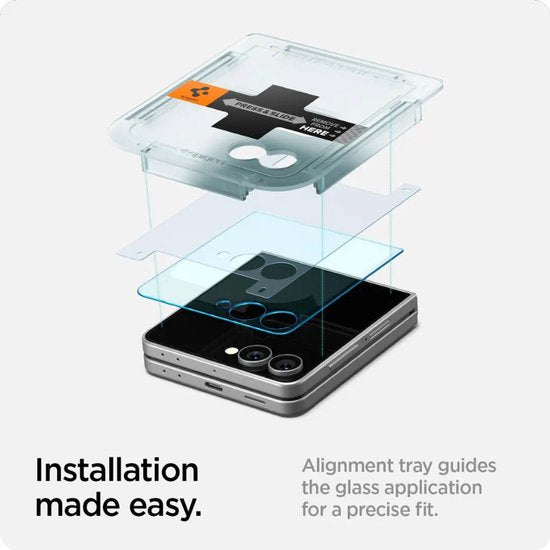 Spigen EZ Fit screenprotector - Samsung Galaxy Z Flip 7 - gehard glas met applicator