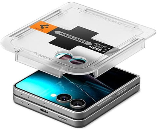 Spigen EZ Fit screenprotector - Samsung Galaxy Z Flip 7 - gehard glas met applicator