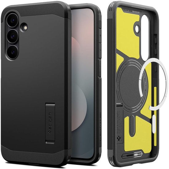 Spigen Tough Armor case - Samsung Galaxy S25 FE - MagSafe/Qi2 - military grade with kickstand - Black