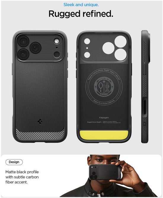 Spigen Rugged Armor hoesje - geschikt voor Apple iPhone 17 Pro Max - MagSafe - versterkte bescherming