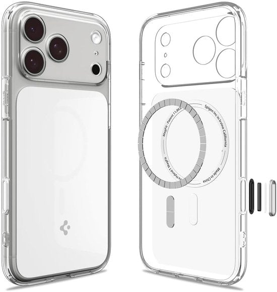 Spigen Ultra Hybrid T MagFit hoesje - geschikt voor Apple iPhone 18 Pro Max / 17 Pro Max - MagSafe / Qi2 - Transparant wit