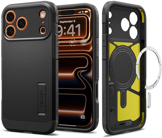 Spigen Tough Armor T MagFit hoesje - Apple iPhone 17 Pro Max - MagSafe met standaard - Zwart