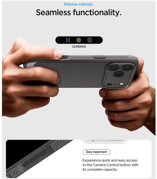 Spigen iPhone 17 Pro hoesje - Rugged Armor Mag - MagSafe - Grijs