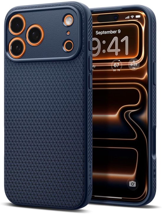 Spigen Liquid Air hoesje - geschikt voor Apple iPhone 17 Pro - flexibel TPU back cover - Blauw