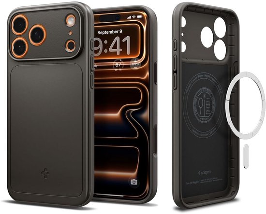 Spigen hoesje - Apple iPhone 18 Pro/17 Pro - Thin Fit MagFit backcover - MagSafe/Qi2 - Grijs