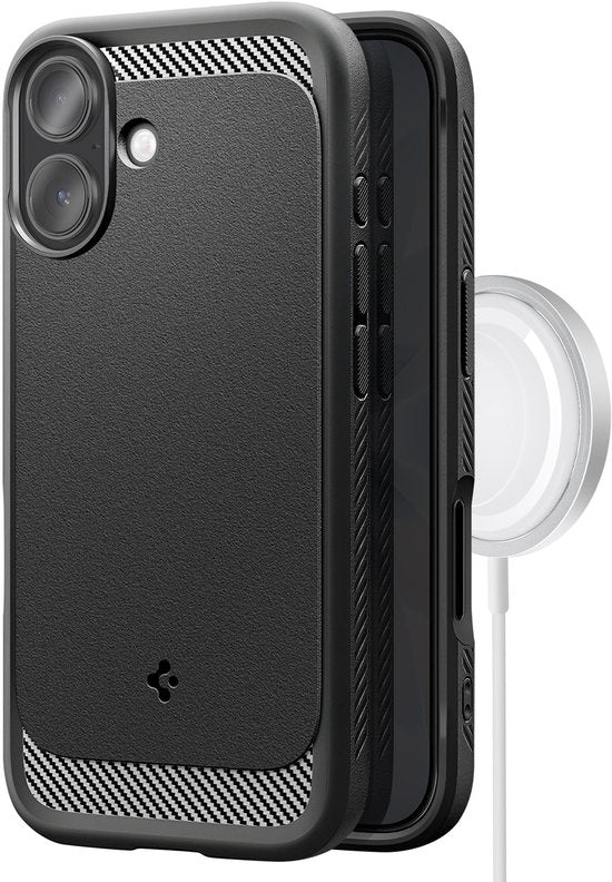 Spigen Rugged Armor Mag hoesje - iPhone 17 - MagSafe - Zwart